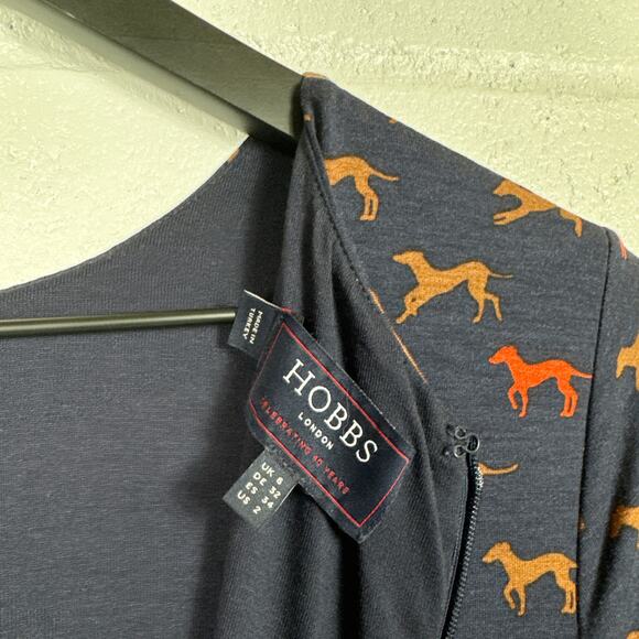 Hobbs London Dog‎ Print Midi Dress - Picture 4 of 8